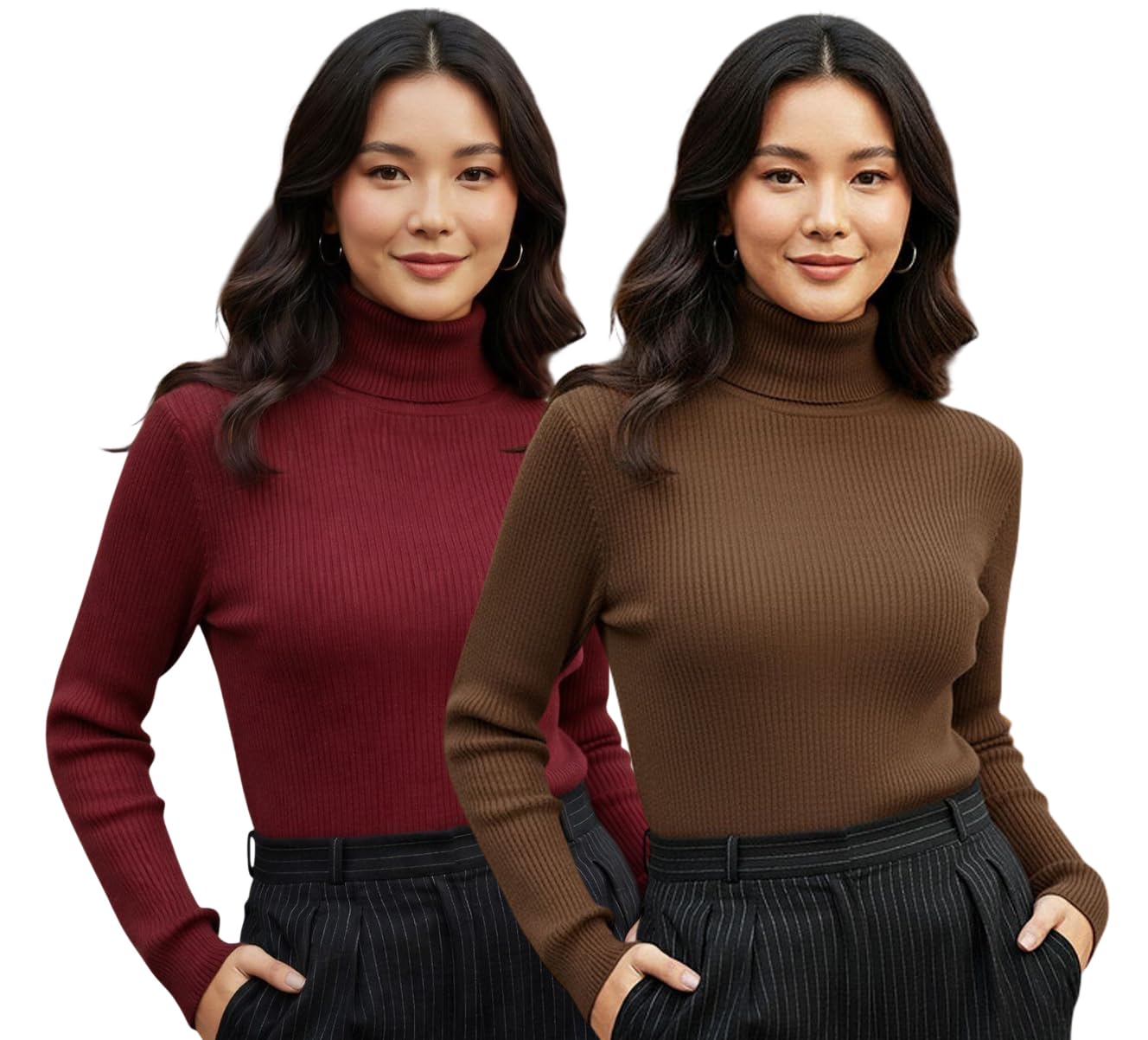 rodzen Women's Polycotton High Neck Slim Fit Combo T-Shirts Pack of 2-picture-18