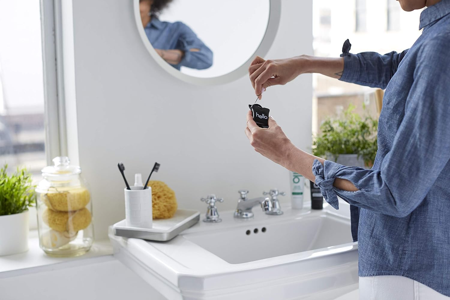 Hello Activated Charcoal Infused Floss Vegan Wax, Fresh Mint, Natural Peppermint Flavor, 3 Count