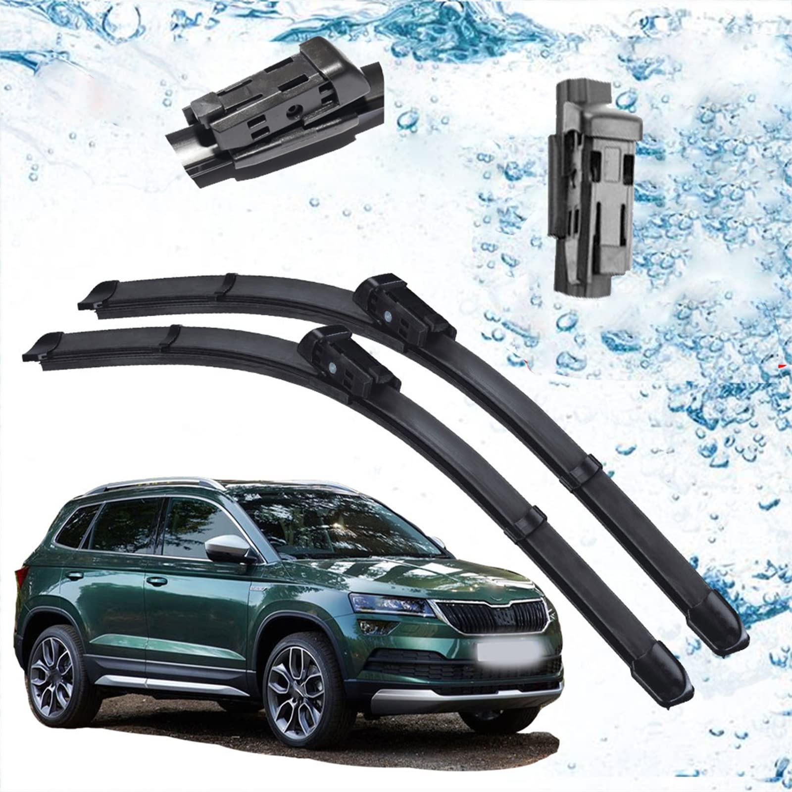 Balais d'essuie-glace avant anti-bruit pour pare-brise Skoda Karoq