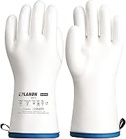 Vista 10 de LANON - Guantes de horno de silicona líquida resistentes al calor de 15 pulgadas, grado alimenticio, forro CoralAir, impermeables, extra largos