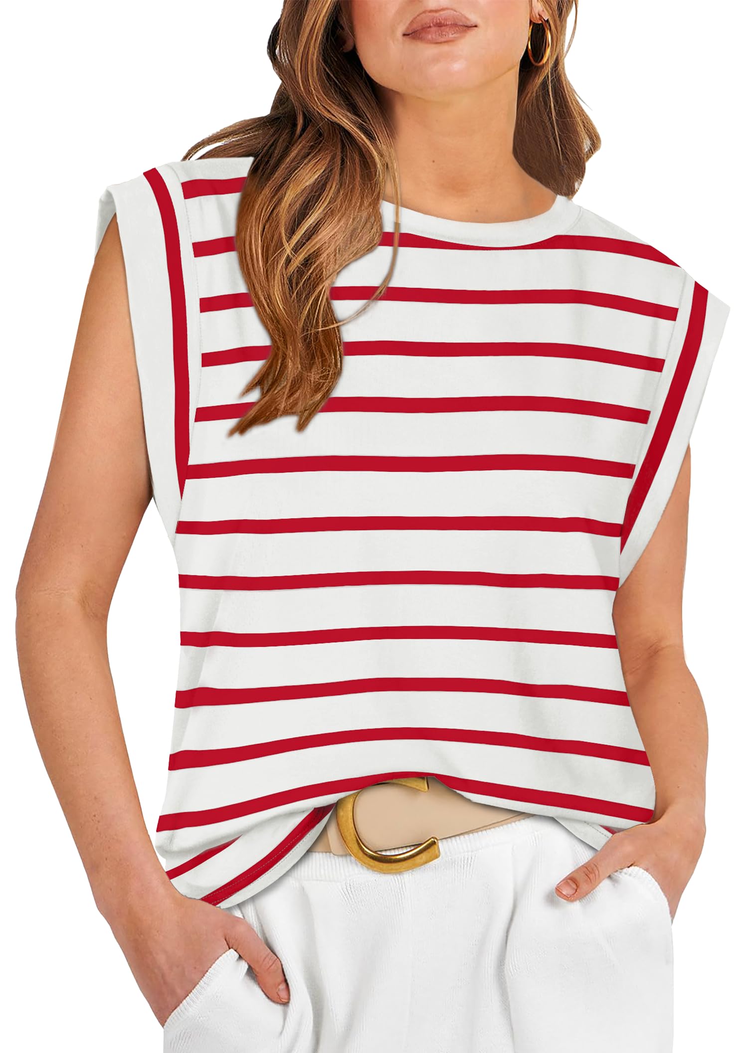 WIHOLL Cap Sleeve Tops for Women Summer Top Basic Tee Shirts Casual Tank Loose Fit 2025 Fashion