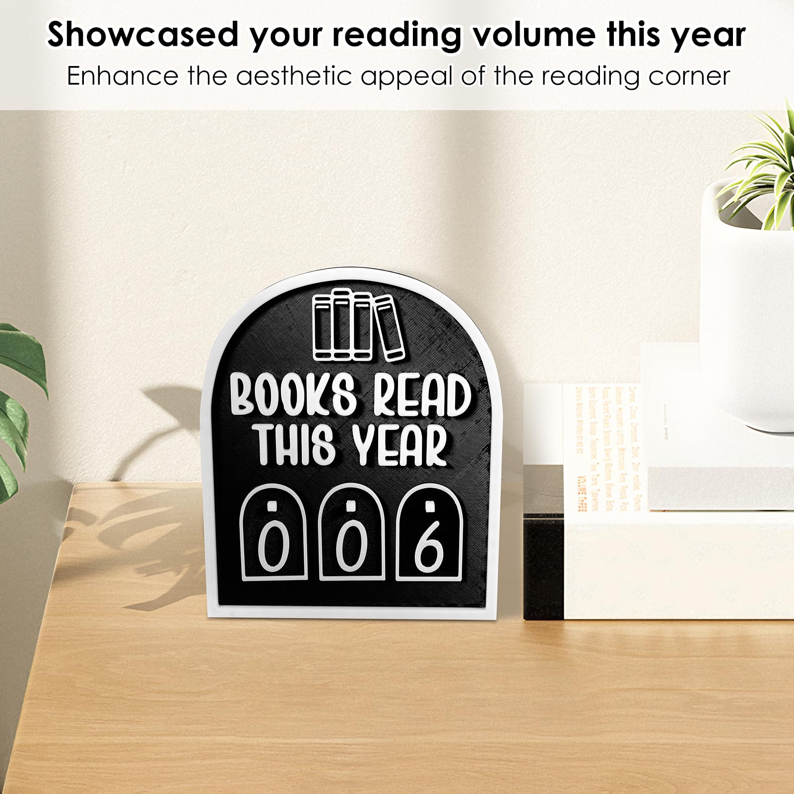 Compteur De Livres En Bois « Read This Year » - Tracker De Lecture Personnalisable à Suspendre - Décoration Pour Bibliophiles - 5