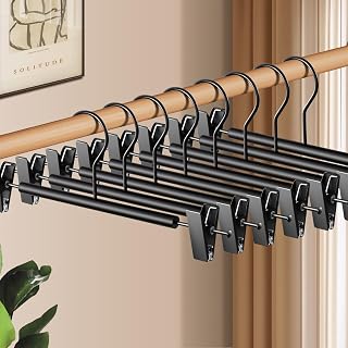 Wooden Pants Skirt Hangers with Clips for Men 12 Inch 20 Pack Black