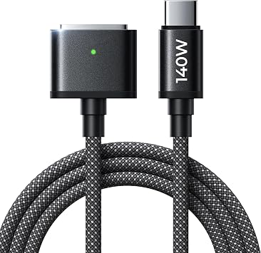 LISEN 140W Magnetic Safe 3 Cable for MacBook Air/Pro Charger Cord 6.6FT Black, USB C to Magnetic 3 Cable for MacBook Air/Pro 15/13 M3 2024, 15" M2 2023, 13" M2 2022