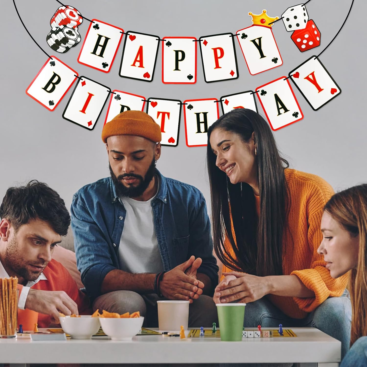 Casino Happy Birthday Banner, Casino Theme Party Decorations, Poker Decorations for Party, Casino Night Party Decor, Las Vegas Themed Party Decorations - Image 6