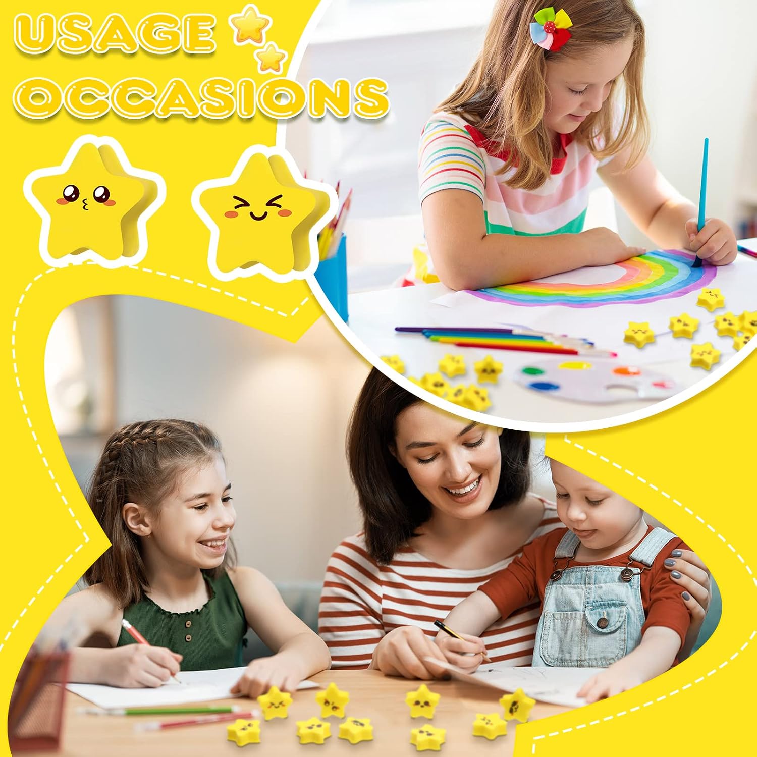 PerKoop 60 Pcs Mini Star Erasers Bulk, Star for Kids Students image 5