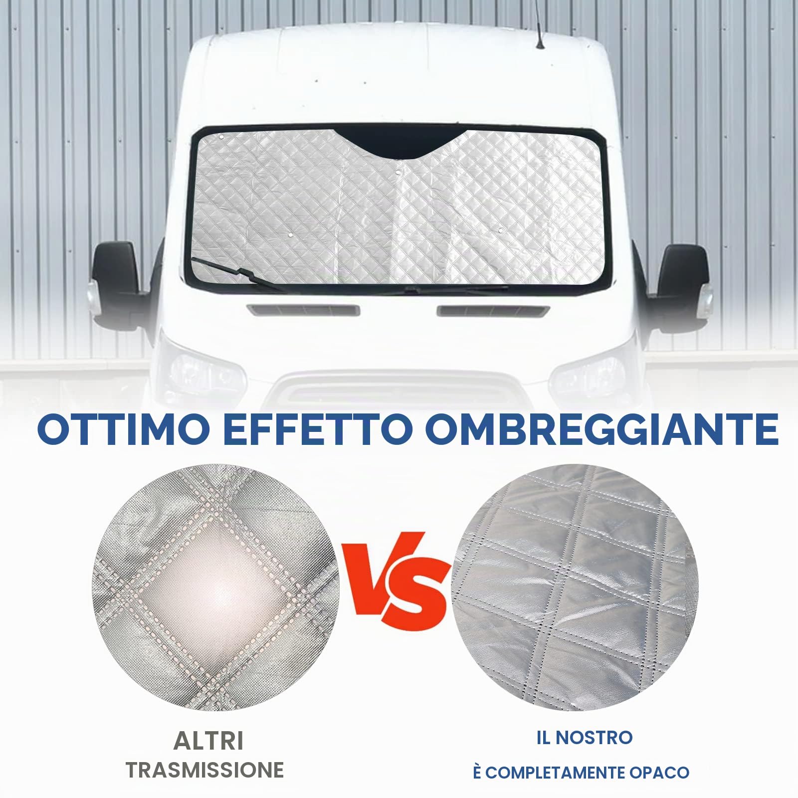 Parasole per Parabrezza per Camper Compatibile con Ford Transit Van MK8, Set di 3 Parasole Pieghevole Parasole Protezione Termica Interno con Custodia, 100% Occultazione