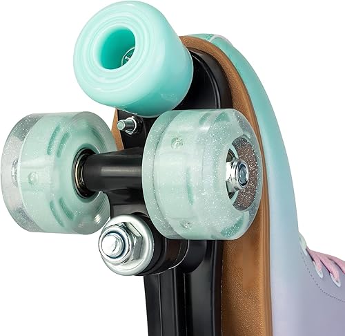 Miniatura 8 de jessie Roller Skates Women, PU Leather Flash Women Roller Skates, Fantasy Adjustable Purple Green Four-Wheel Beginner Adult Roller Skates Girl