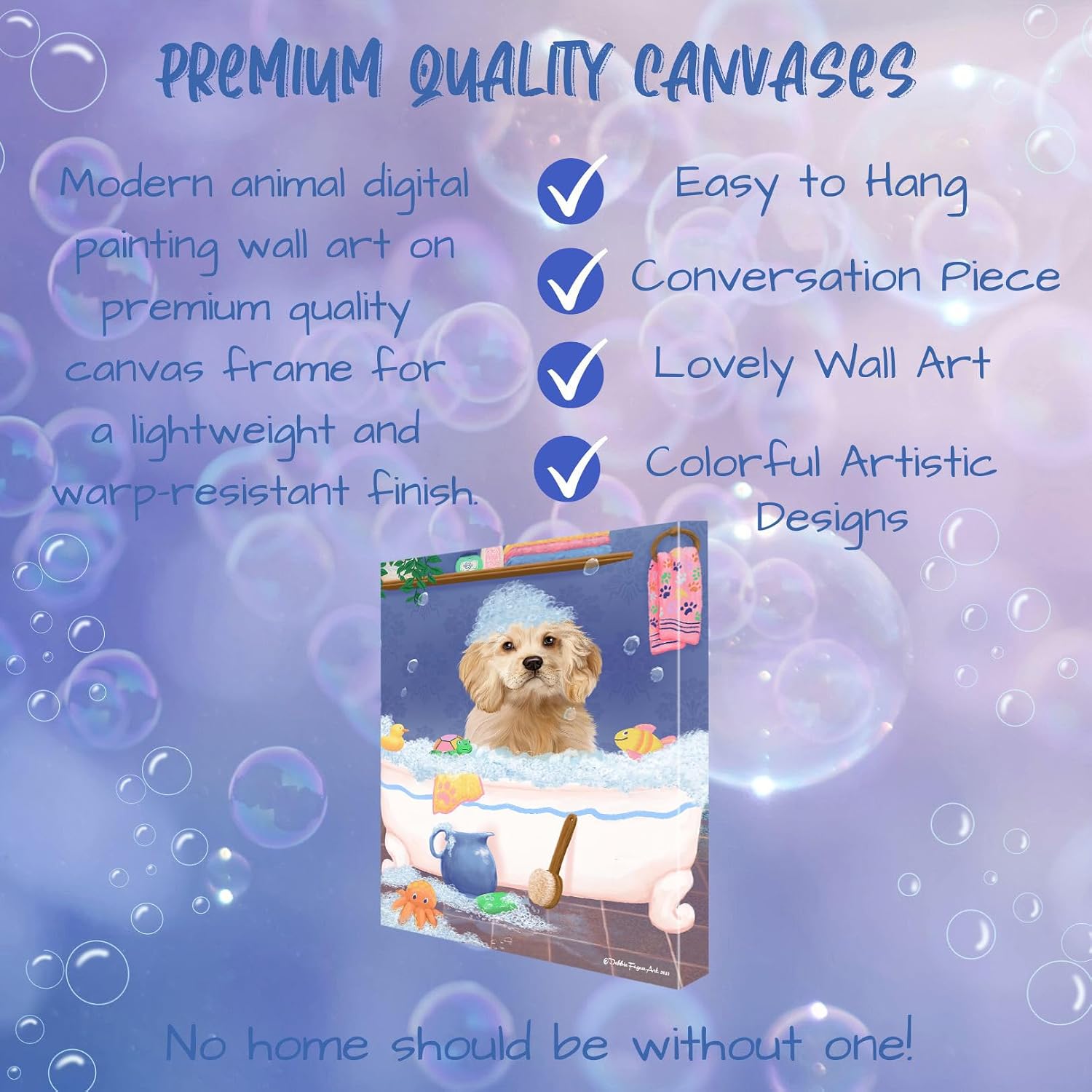Doggie of the Day Rub a Dub with Cocker Spaniel Dogs Canvas Wall Art - Premium Quality Ready to Hang Room Decor - Flat Rolled 20" x 24"