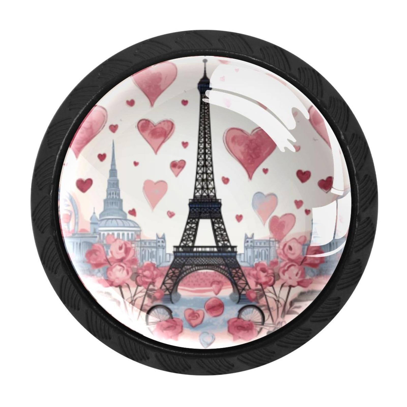 Chenzzzz Multicolored 09 4 Pack Black Eiffel Tower Valentine's Day Kitchen Handles, Cabinet Pulls Hardware For Cupboard Drawer Knobs Dresser Pulls
