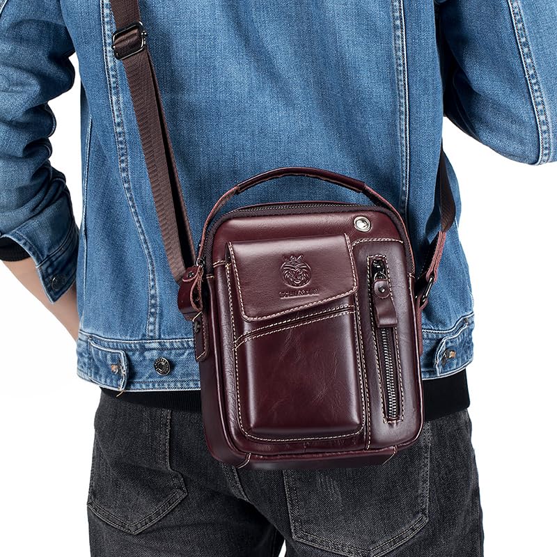 Image of Leather Shoulder Bag for Men Small Mens Crossbody Bag Purses Handbags | Small