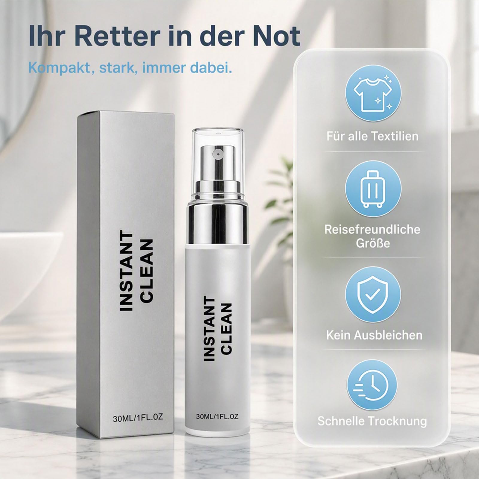 INSTANT CLEAN Magic Spray To Go, Fleckenentferner für Kleidung, 30 ml