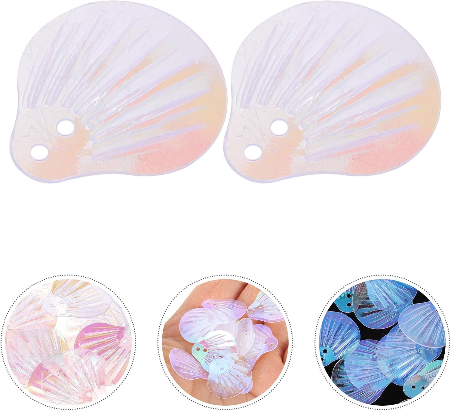 Shell Shaped Sequins for DIY Sewing Crafts with Hole Plastic