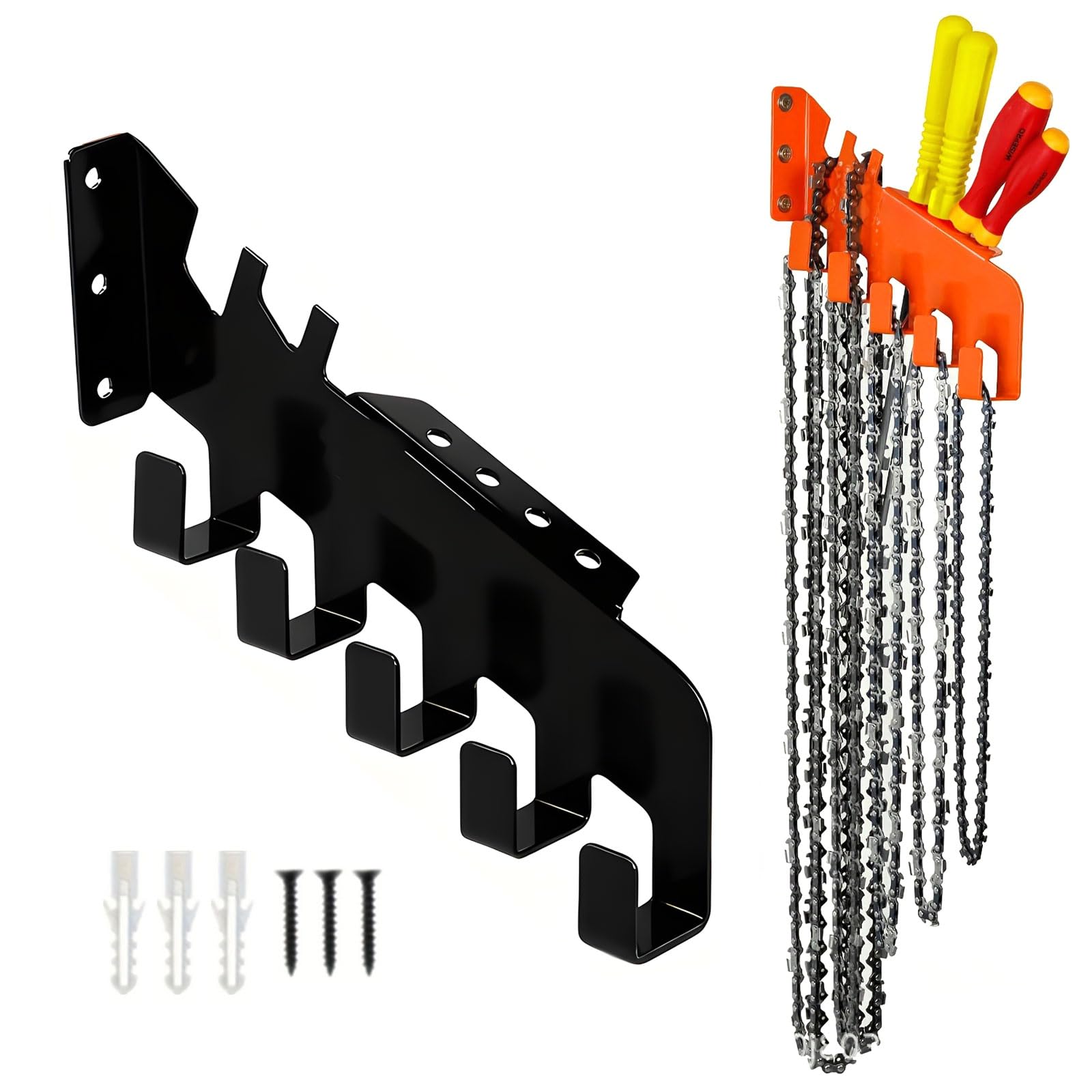 Piceioep Rust Steel Chainsaw Chain Hanger with 5 Fasteners and Tool Slots for Easy Maintenance Oxidation Proof