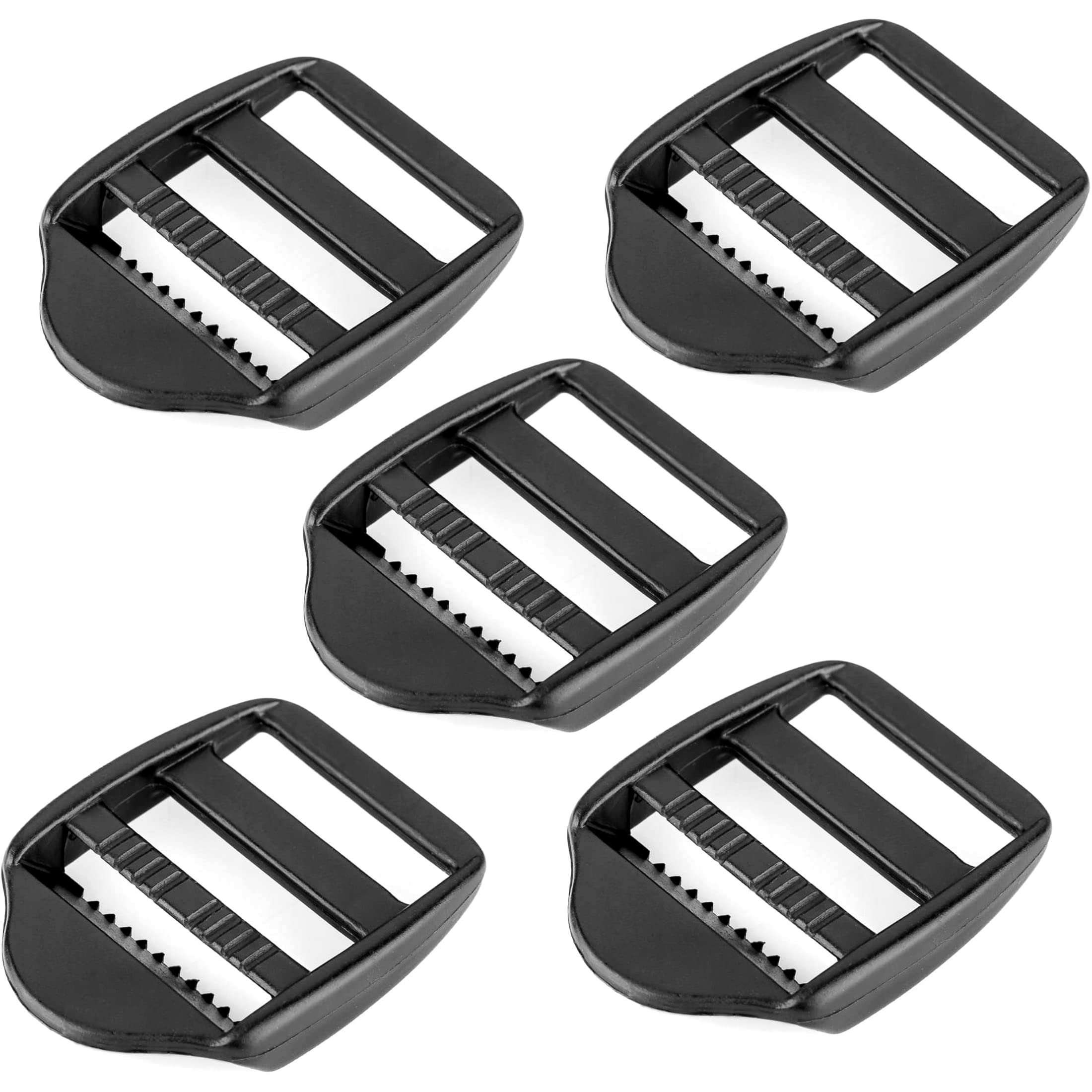 SolaDirect 5 x Ladderlock Rucksack Sliders Buckles for 40 mm / 1.57″ Webbing Strap, Black, Plastic