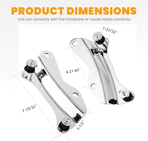 Miniatura 3 de ECOTRIC Kit de accesorios de acoplamiento cromados de 4 puntos compatible con Harley Davidson Touring Street Glide Road King Electra Glide 2014-2024