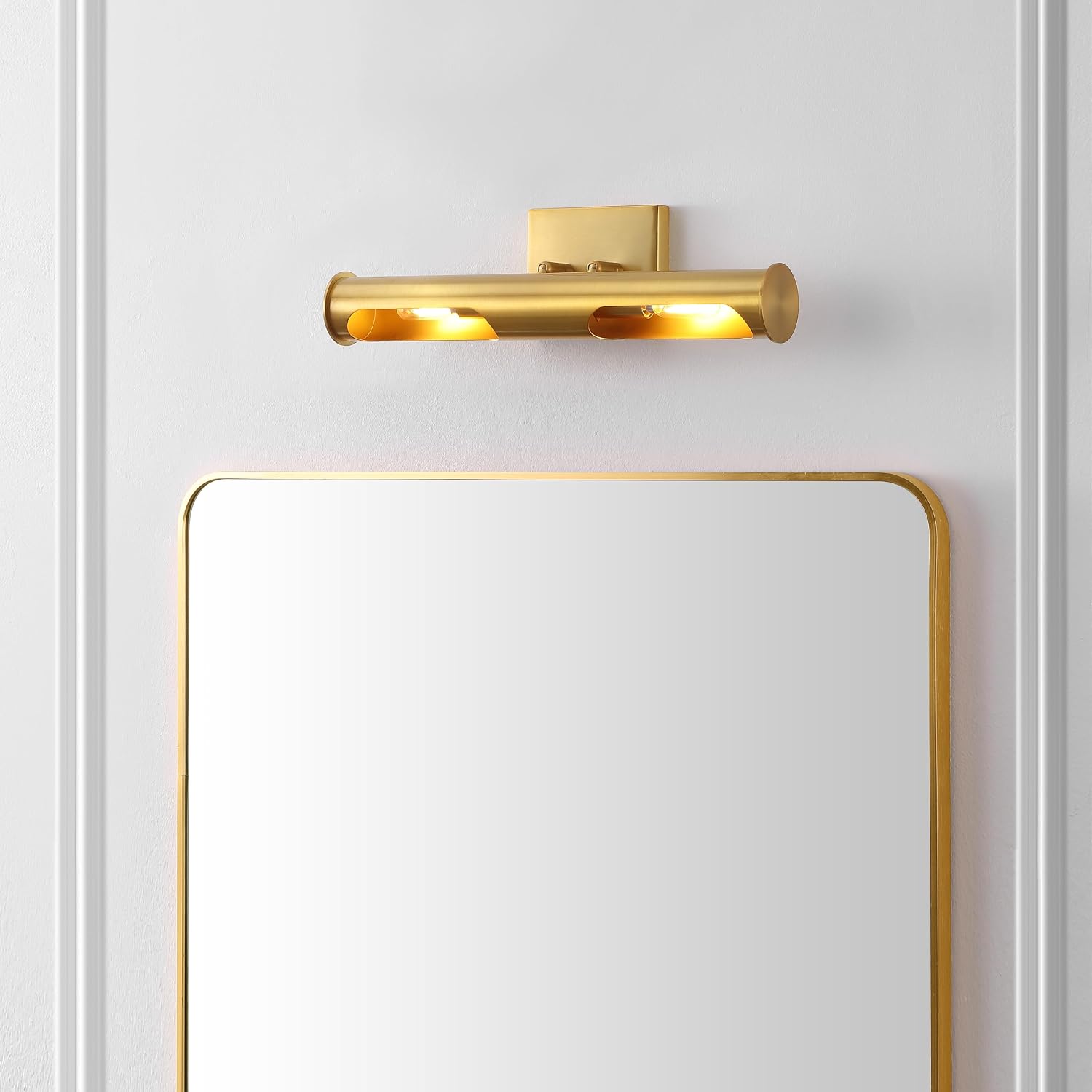 SAFAVIEH Lighting Collection Robyn Brass Gold 2-Light Wall Sconce Light Fixture (LED Bulbs Included)