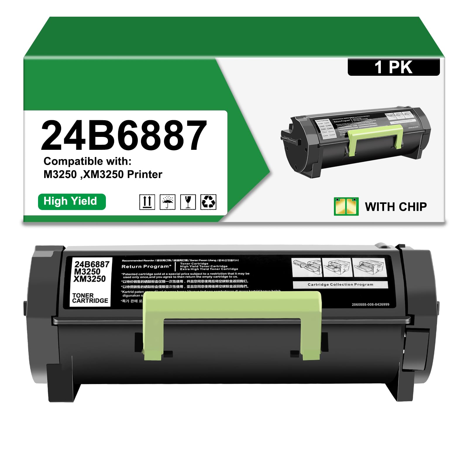 High Yield 24B6887 Toner Cartridges 1 Pack (with Chip)