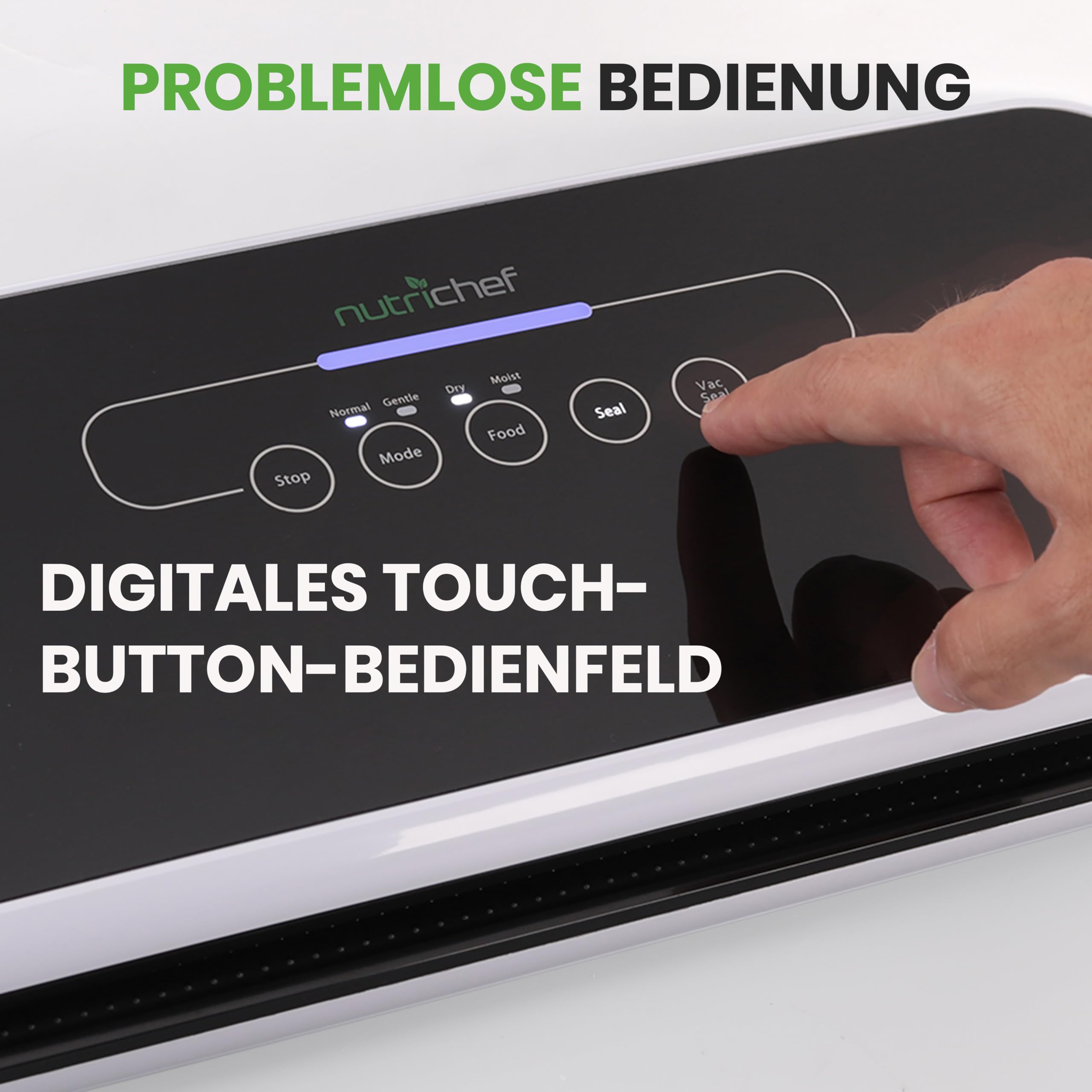 NutriChef Vakuumiergerät für Lebensmittel, Sous Vide – Vacuum Sealer – Folienschweißgerät Set inkl. Versiegelungsgerät Weinverschluss, Vakuumierer Luftsaugschlauch, 5 Vakuumbeutel & 1 Seal Vakuumrolle