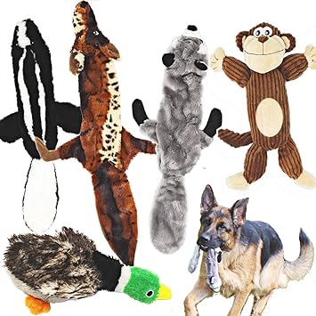 Jalousie 5 Pack Dog Squeaky Toys Three no Stuffing Toy and Two Plush with Stuffing for Small Medium Large Dog Pets