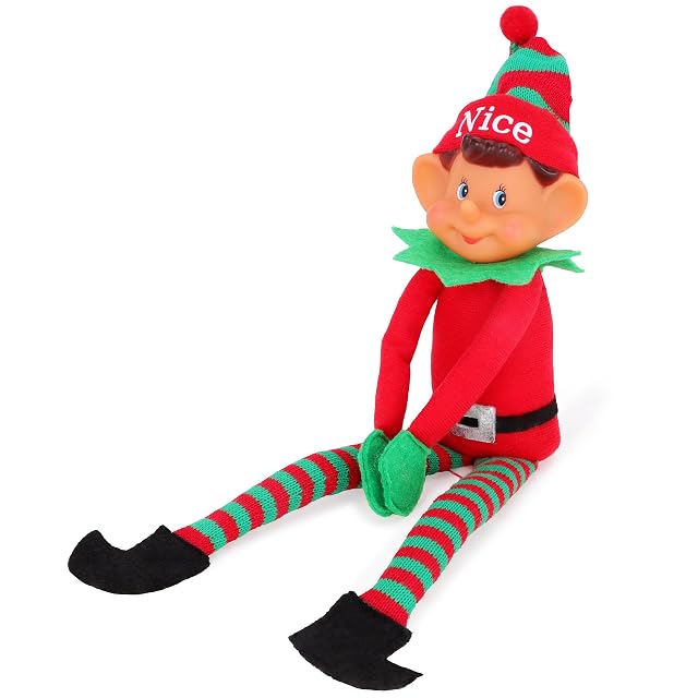 Toyland® Elves with Attitude 35cm (14") Peluche de Elfo Rojo y Verde Nice - Knitted Hat & Legs