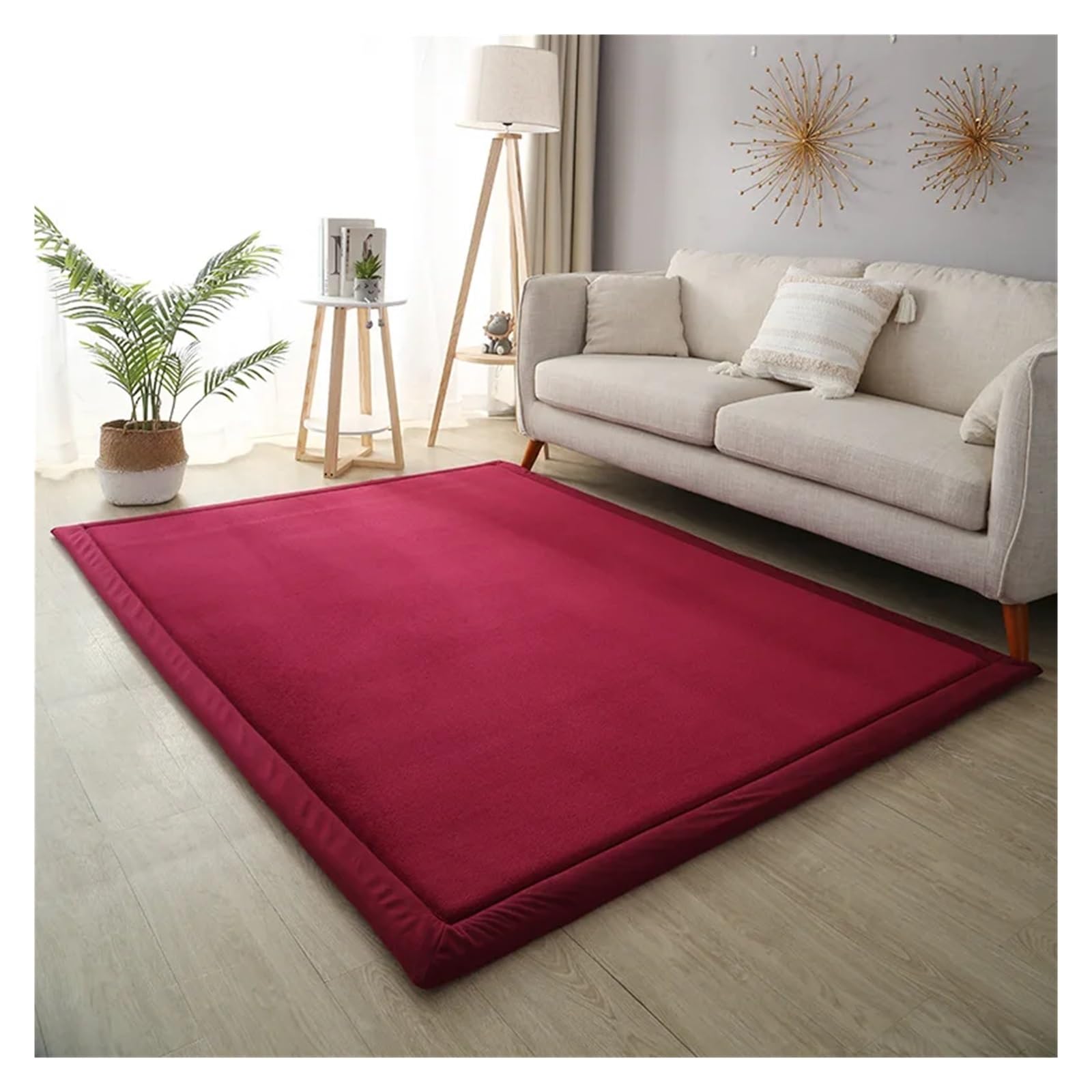 Tapis shaggy en molleton de corail rouge vin 80x200cm pour le salon