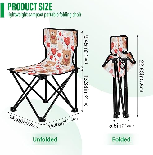 Miniatura 3 de Outdoor Folding Teddy Bear Red Heart Valentine's Day Camping Chairs for Adults Portable Camping Chair Lightweight Lawn Chair 202a5158
