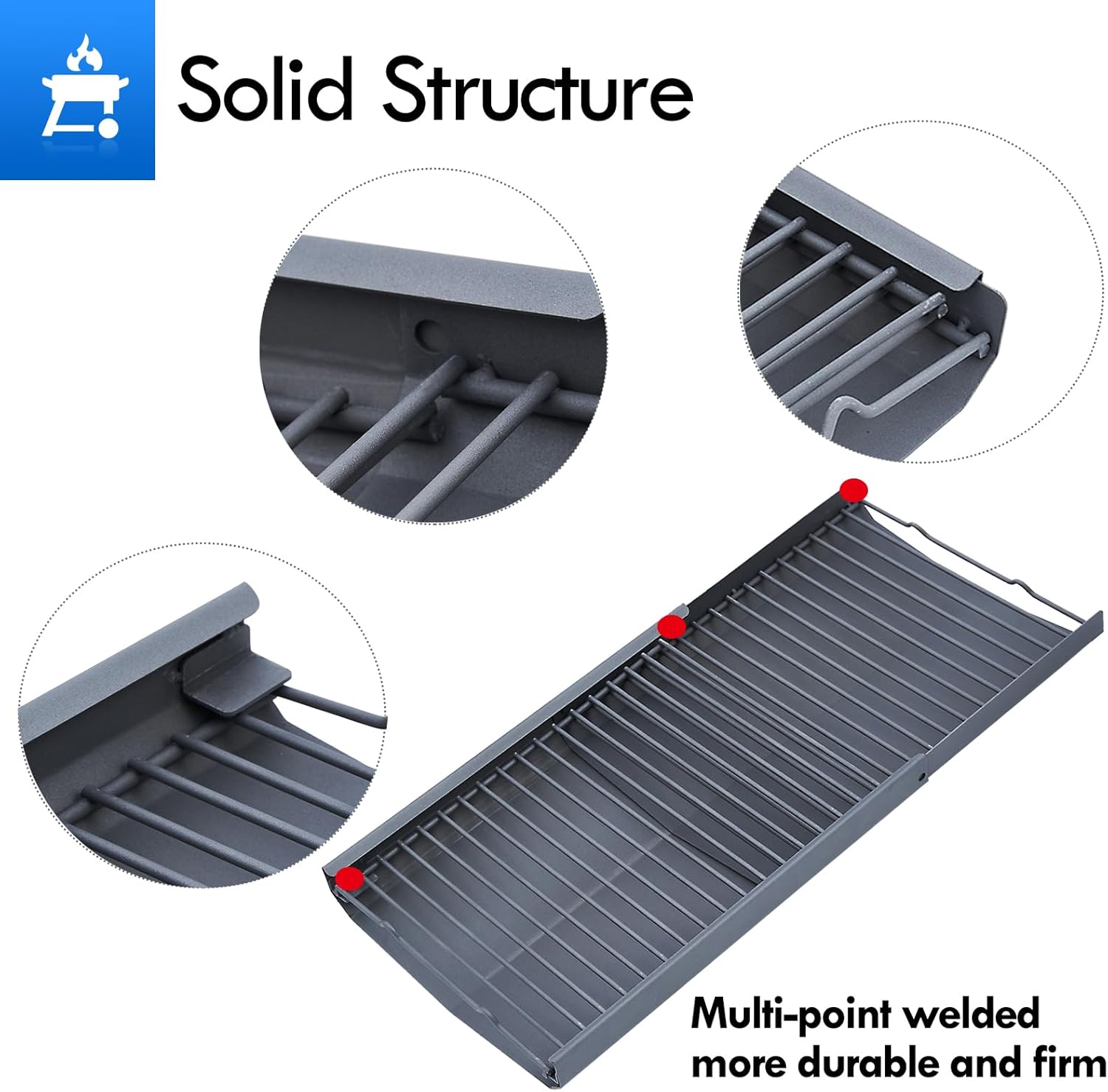810-0029 Charcoal Ash Pan Replacement Parts for Nexgrill Charcoal Tray Adjustable Ash Catcher 810-0029 29in Barrel Grill Smoker Parts with Fire Grate Hangers Grill Accessories