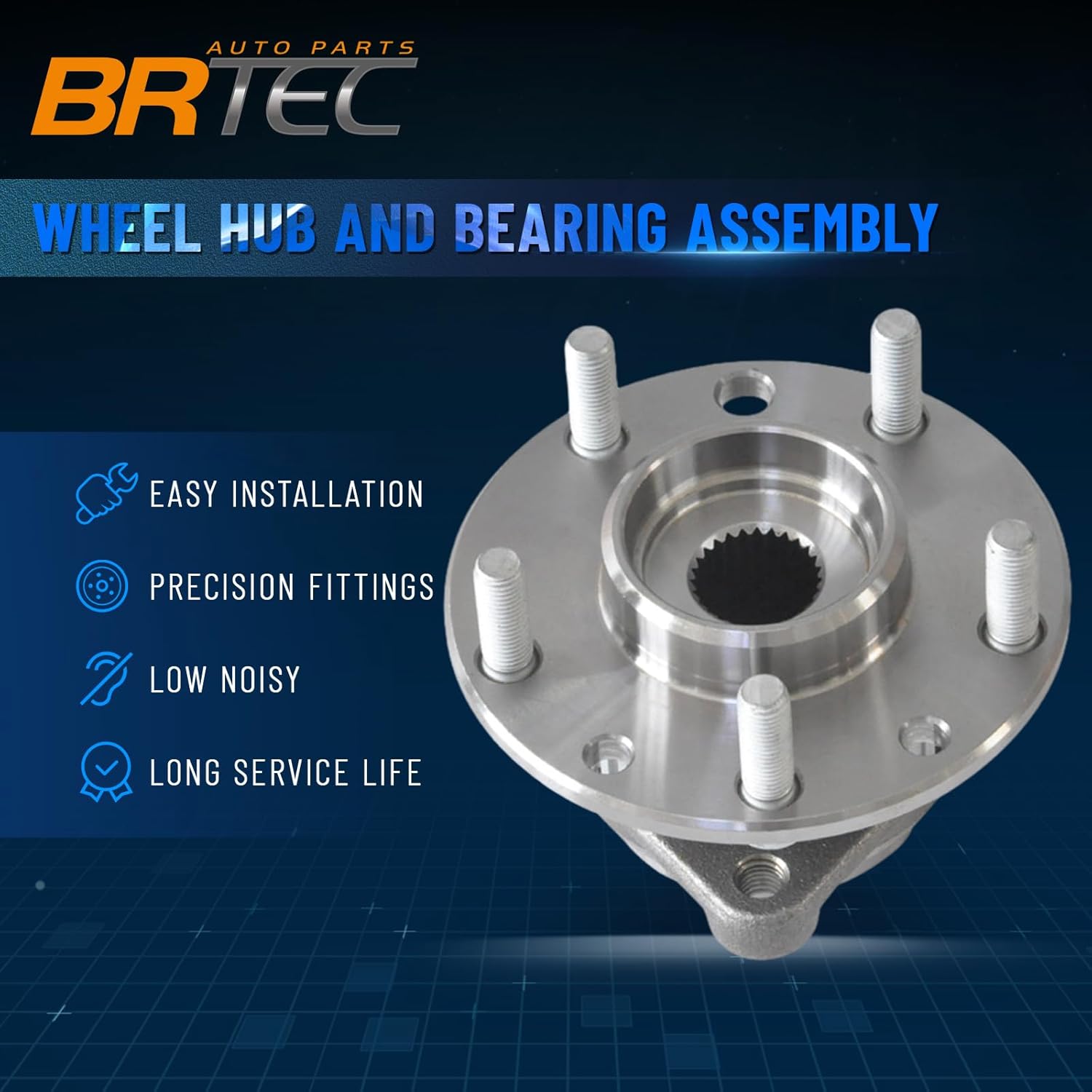 513061 4WD Front Wheel Bearing and Hub Assembly for Chevy S10 Blazer 1997-2005, for GMC Sonoma/Jimmy/S-15/Envoy 5Lugs w/ABS
