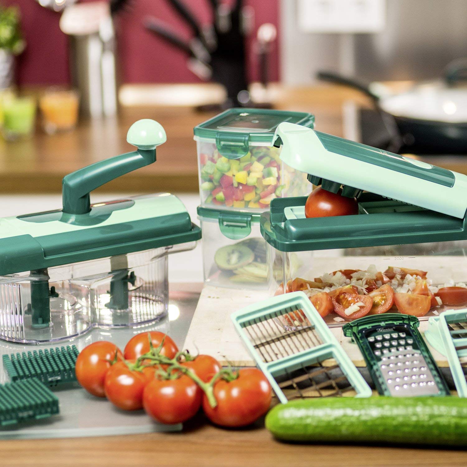 Genius Nicer Dicer Fusion, 20 Teile, mintgrün, Obst- und Gemüseschneider