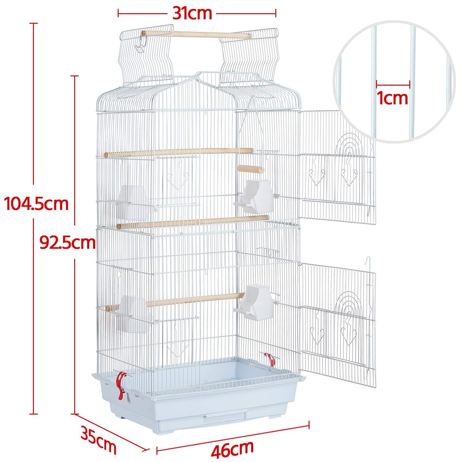 Buy Yaheetech White Open Top Bird Cage Large Budgie Cage Parrots Cage for Cockatiels/Lovebird