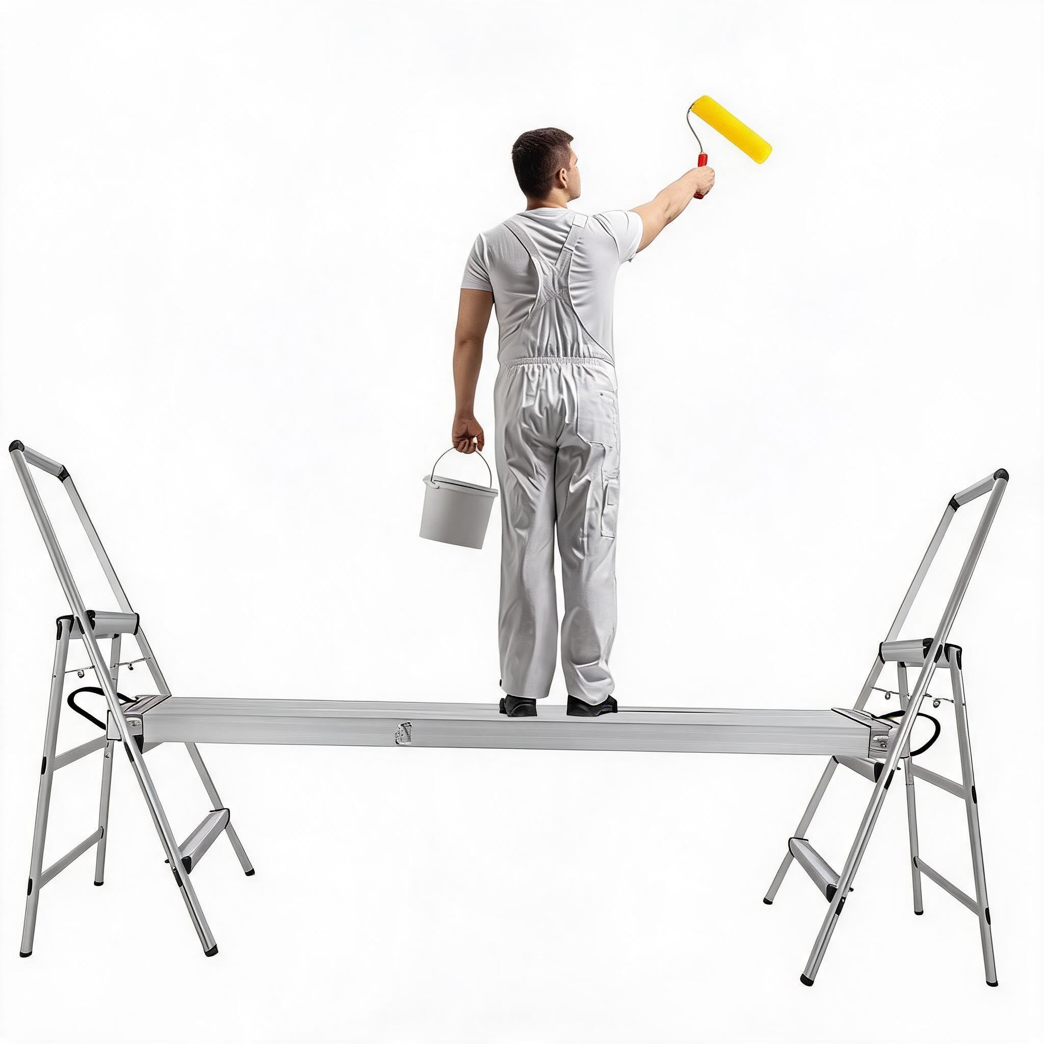 Telescoping Aluminum Work Plank - Adjustable Scaffolding Platform, 440lbs Capacity, Skid-Proof Surface, Professional Ladder Accessory for Home Renovation - Size: 6FT-9FT