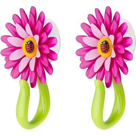 VIGAR Flower Power Gancho con Ventosa, Rosa, 8x5x12 cm, 2 Unidades, PP, Goma, PPN, PVC Friendly, Magenta y Verde, Dimensiones: 8 x 5 x 12 cm