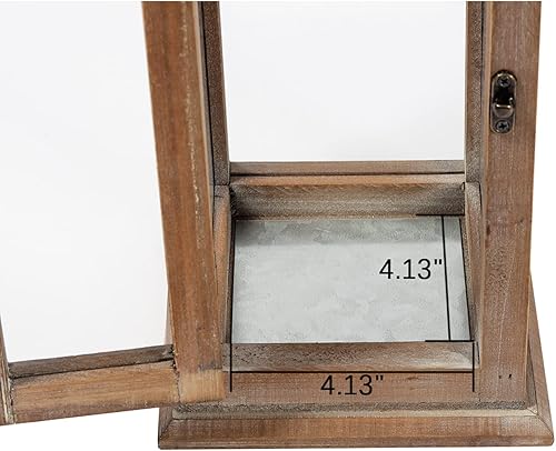 Miniatura 3 de Sintosin Faroles decorativos de madera maciza para exteriores, 15 pulgadas, farol de huracán de boda para centro de mesa, porche delantero,