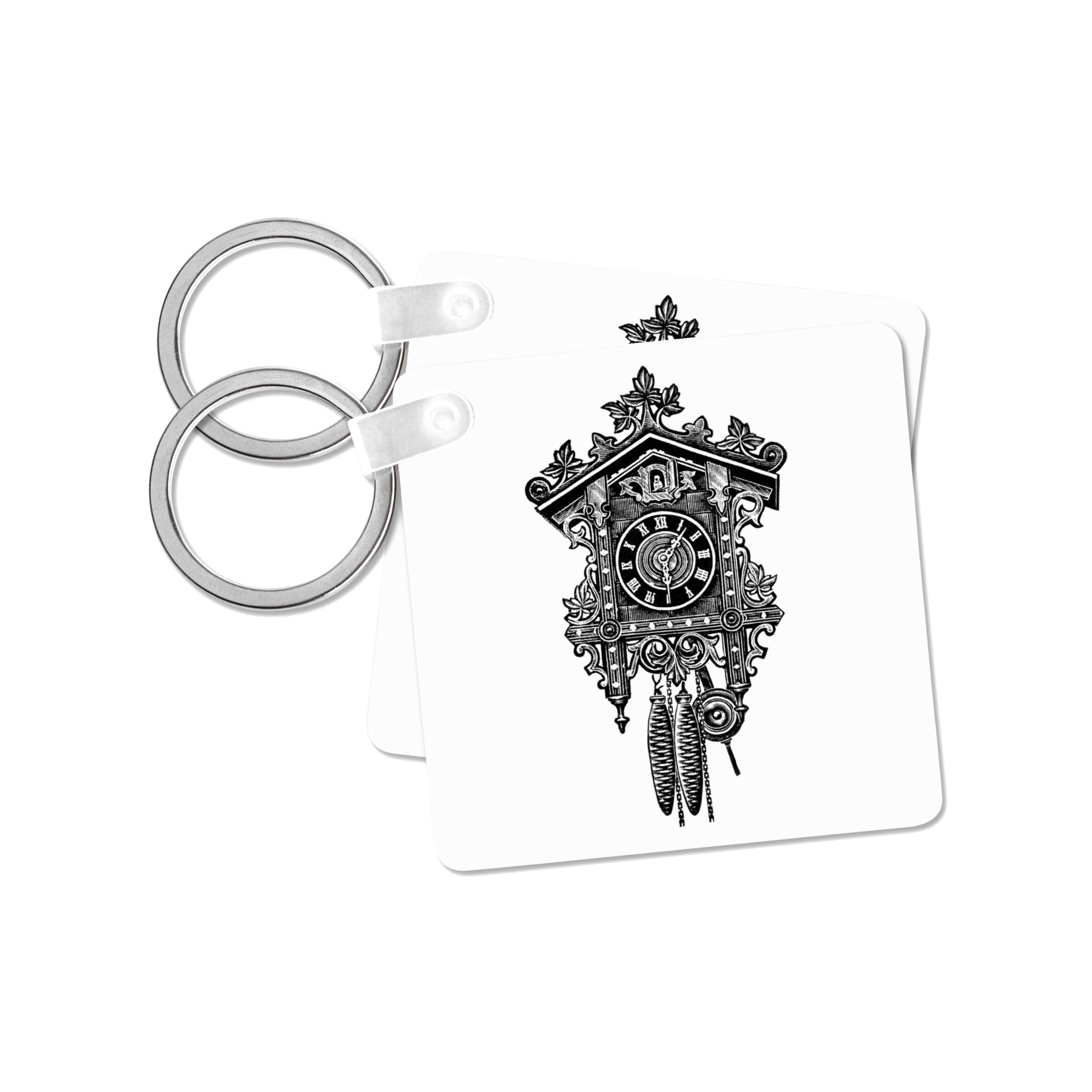 3dRose, Vintage Cuckoo Clock Artwork, set of 4 Key Chains