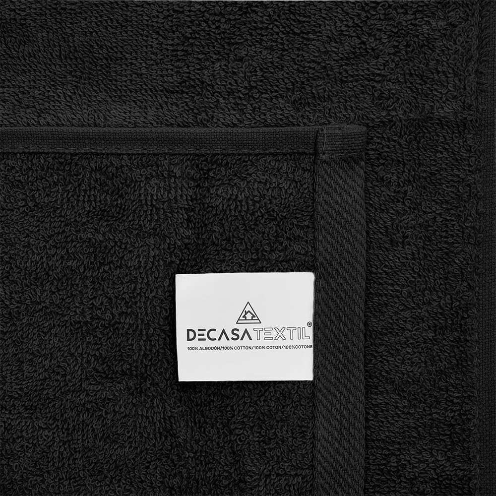 DECASATEXTIL Juego 4 Toallas Baño Extra Grandes 100x150cm Algodón 450g/m² – Toallas de Ducha Premium y Absorbentes para Hogar, SPA o Gimnasio (Negro)