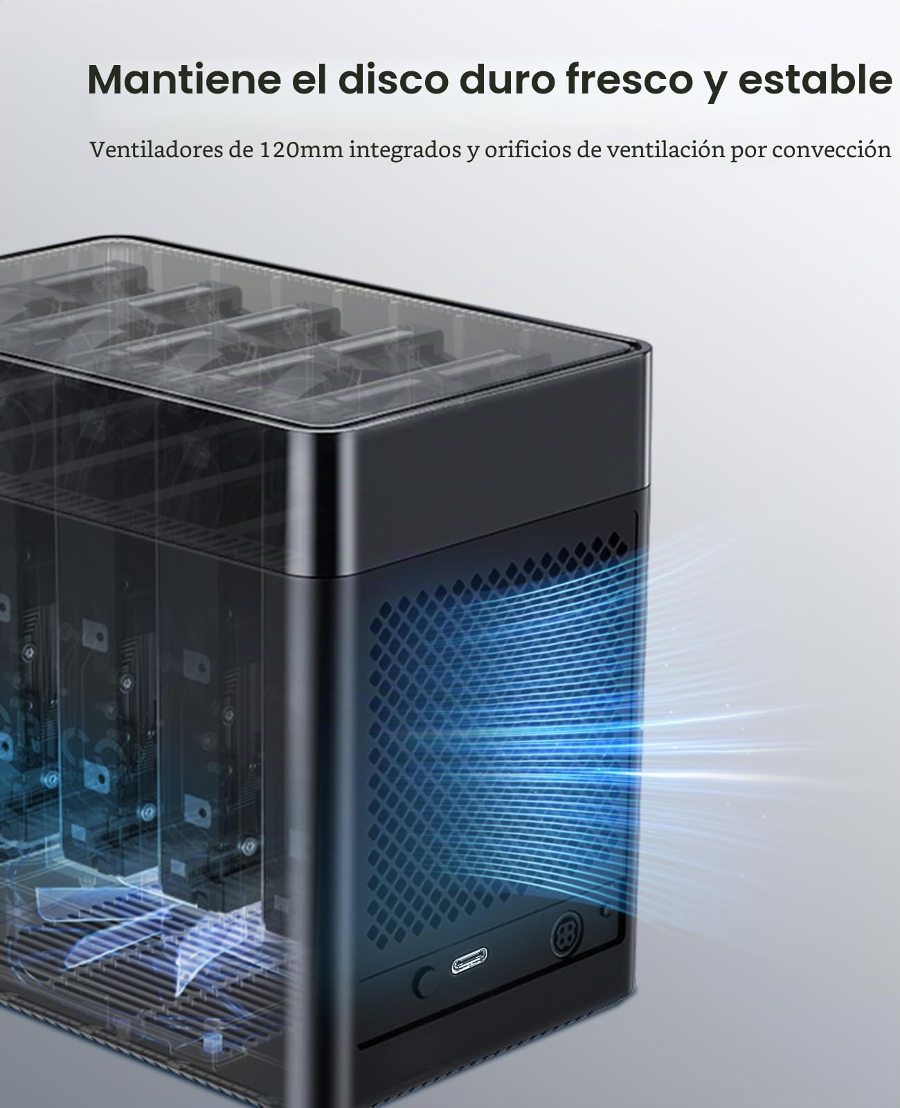 ORICO Docking Station 5 Bahias USB 3.0 Carcasa magnética de Disco Duro de 3,5" para el Disco Duro Externo SATA SATA3.0 5x18TB con Adaptador 12V6.5A Compatible con Windows/Mac