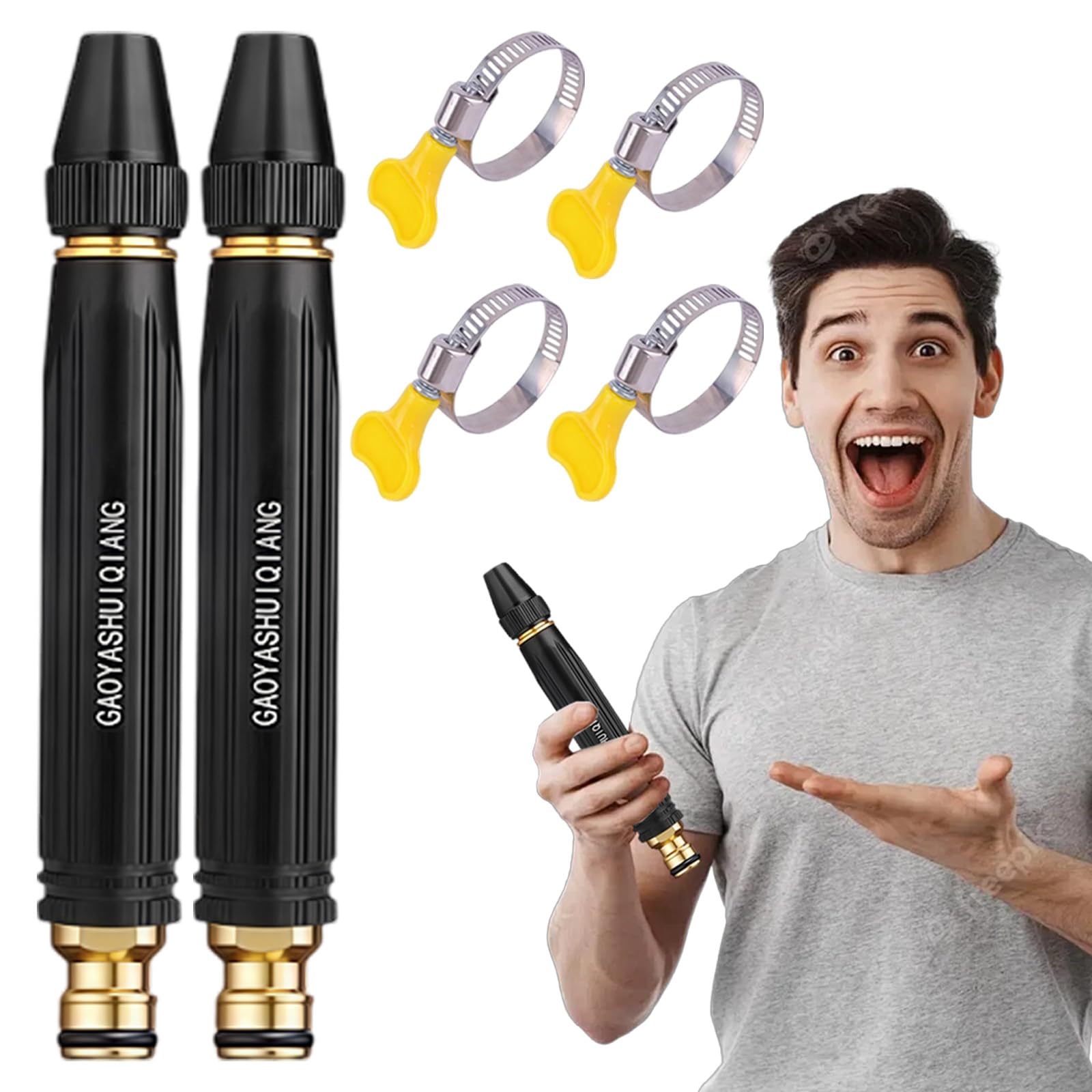 High Pressure Hose Nozzle, Home High-Pressure Car Wash Water Gun with Booster Nozzle, Portable Handheld Water Sprayer, for Watering Plants and Vegetables, and Car Washing (2)