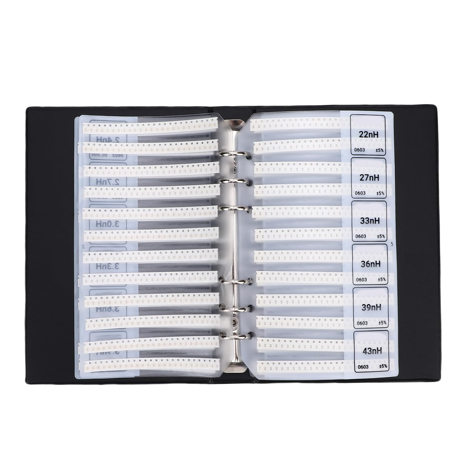 Annadue 0603 Libro de Muestras de Inductores 64 Valores X 50 Piezas Kit Surtido de Inductores Multicapa Carpeta Surtida de Resistencias SMD para Experimentos de Enseñanza de Reparación