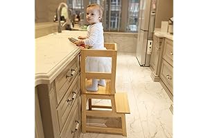 Kitchen Step Stool for Toddlers with Anti-Slip Mat, Montessori Wooden Learning Tot...