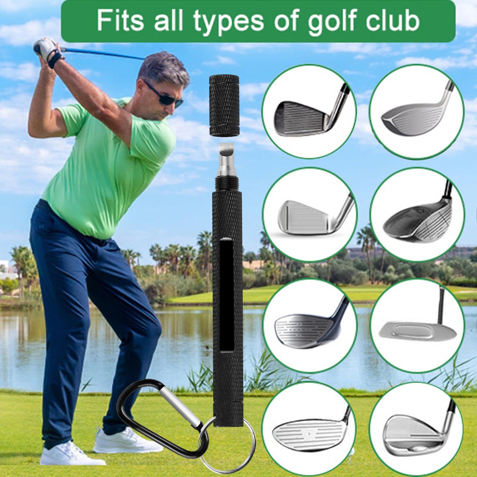 Grinder Golf, Grinder, Golf Wedge Grooving Tool | Accessori per la Pulizia delle Mazze, Pulitore per Ferro da Golf per scanalature a U e V, Produce Un Backspin ottimale