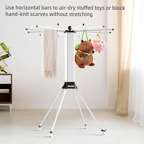 Miniatura 2 de Estante de secado de ropa Estante de secado plegable y plegable con diseño de pulpo de 4 patas, estante de secado interior de gran capacidad y