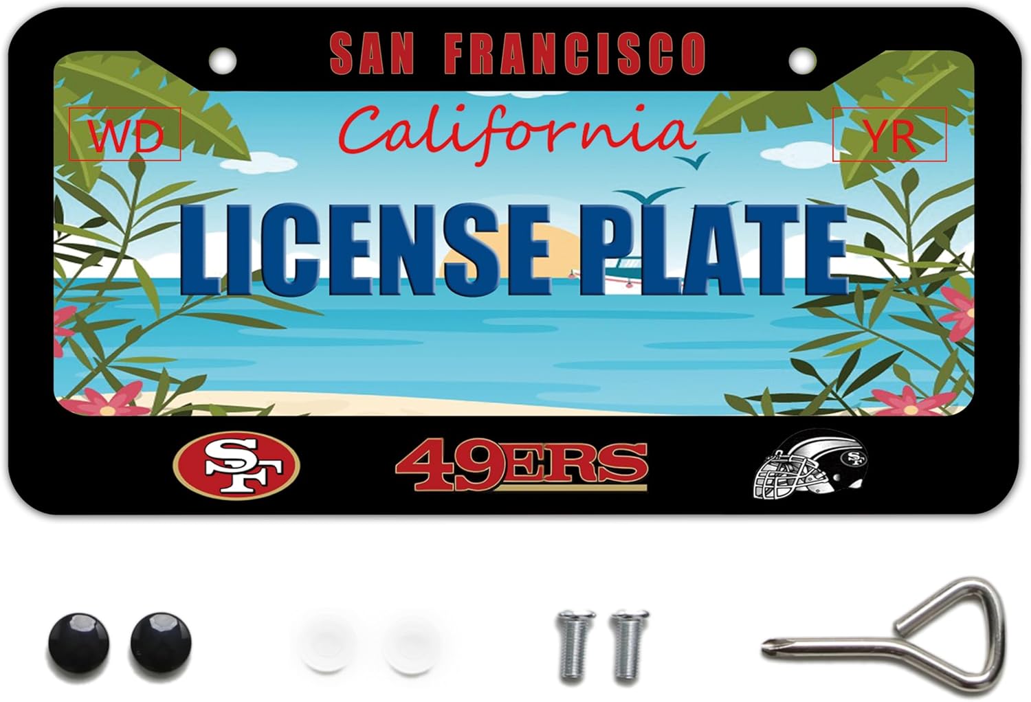 BOARLIDA American Football Design License Plate Frame 49ers