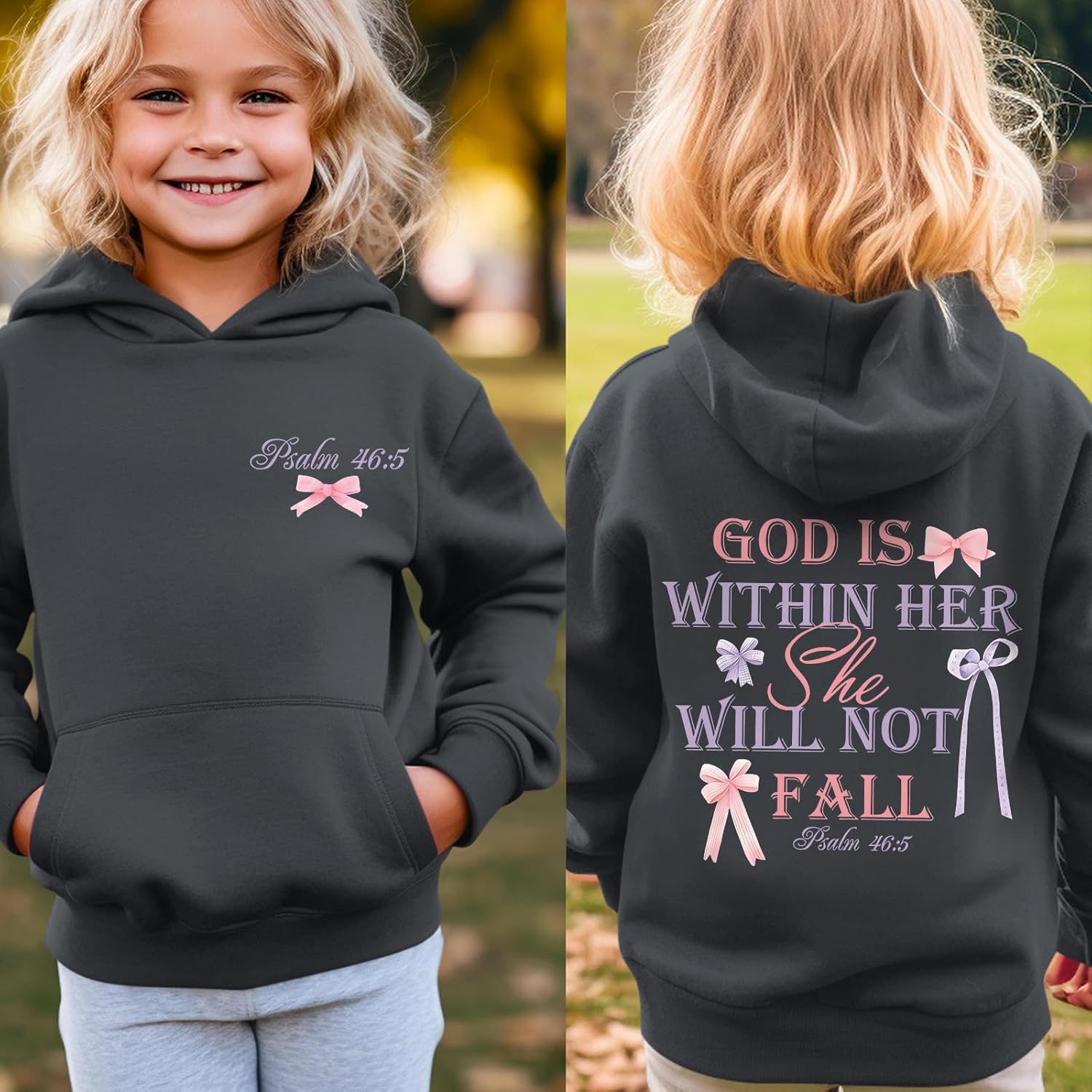 Girl's Christian Graphic Hoodie God is Within Her Hoodies for Kids Jesus Faith Religious Sweatshirts Pullover Tops - Image 2