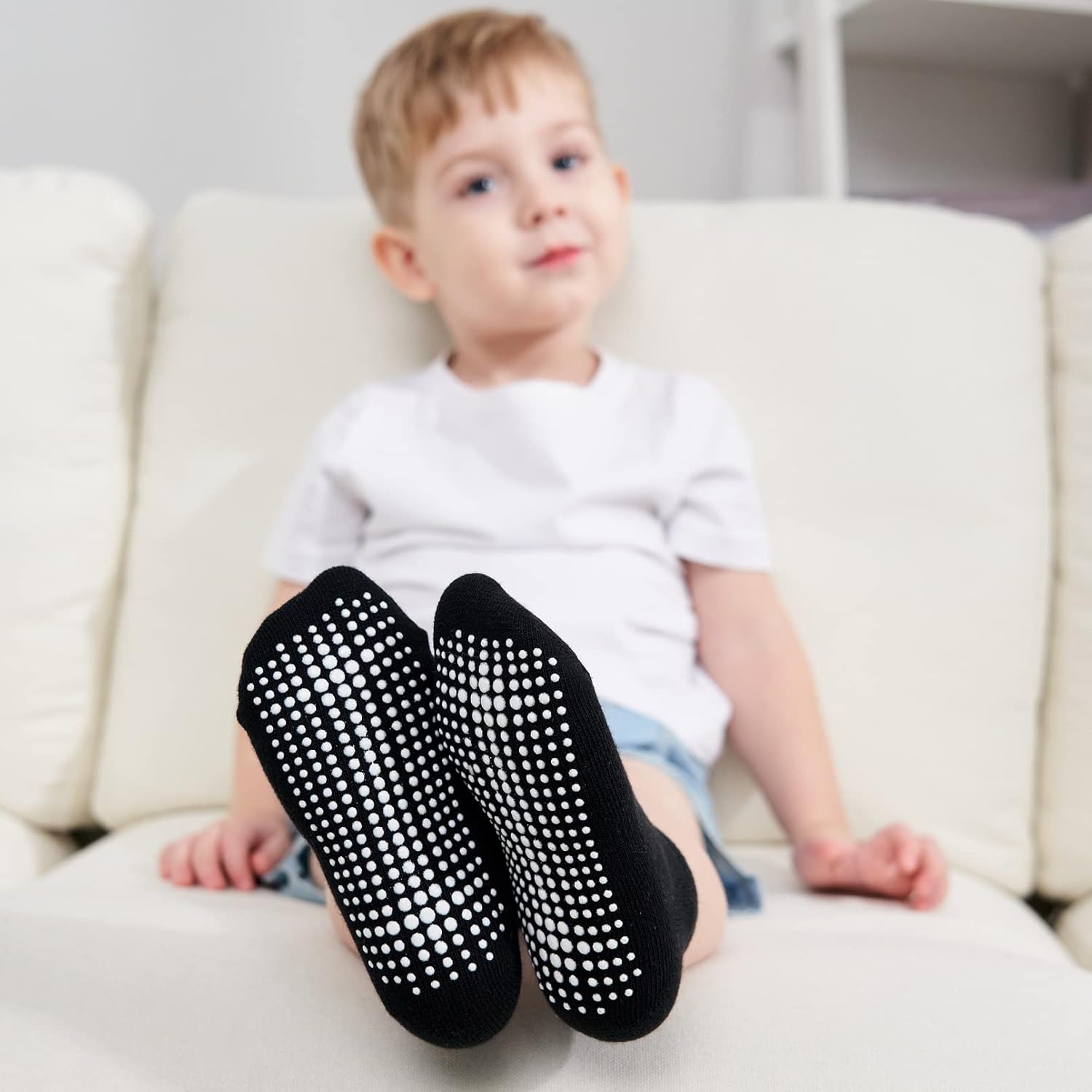 ZAPLES Baby Non Slip Grip Ankle Socks with Anti Skid Grippers Boys Girls Low Cut for Infants Toddlers Kids - Image 2