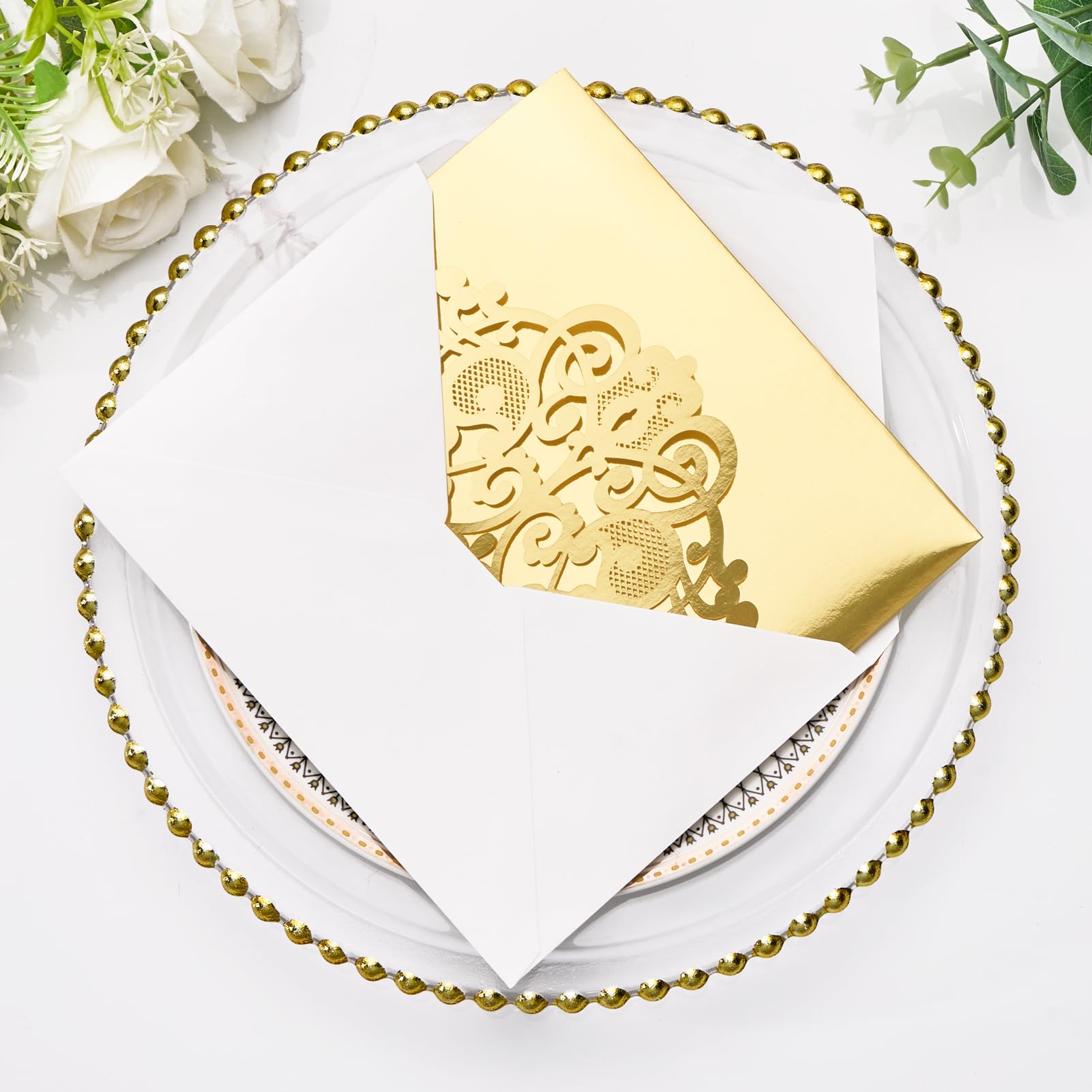 Einladungskarten für Hochzeit, Verlobung, 50. Jahrestag, Geburtstag, Einladungshüllen, goldfarben, für Hochzeit, Verlobung, 50. Hochzeitstag, Party-Einladungen, 50 Sets