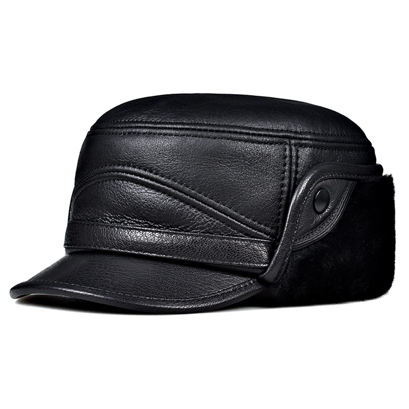 G&F Cappelli Aviatore Pelle Uomo Cappello Bomber con Paraorecchie Trapper Berretto Tieni Caldo l'inverno Cappellino Baseball