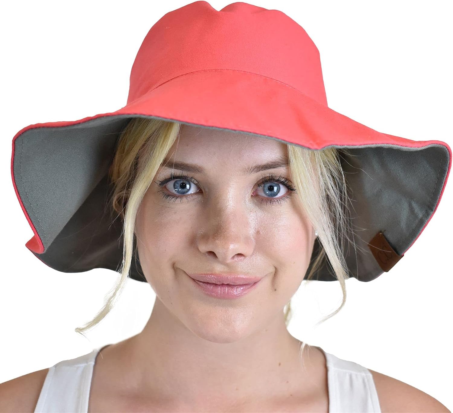 C.C Women's 100% Cotton Crushable Bucket Ponytail Messy Bun Sun Hat Reversible