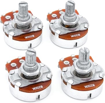 4PCS Guitar Large Potentiometer Audio Volume Taper Pots for Electric Guitar or Bass Guitar B250K, Short 15mm Shaft
