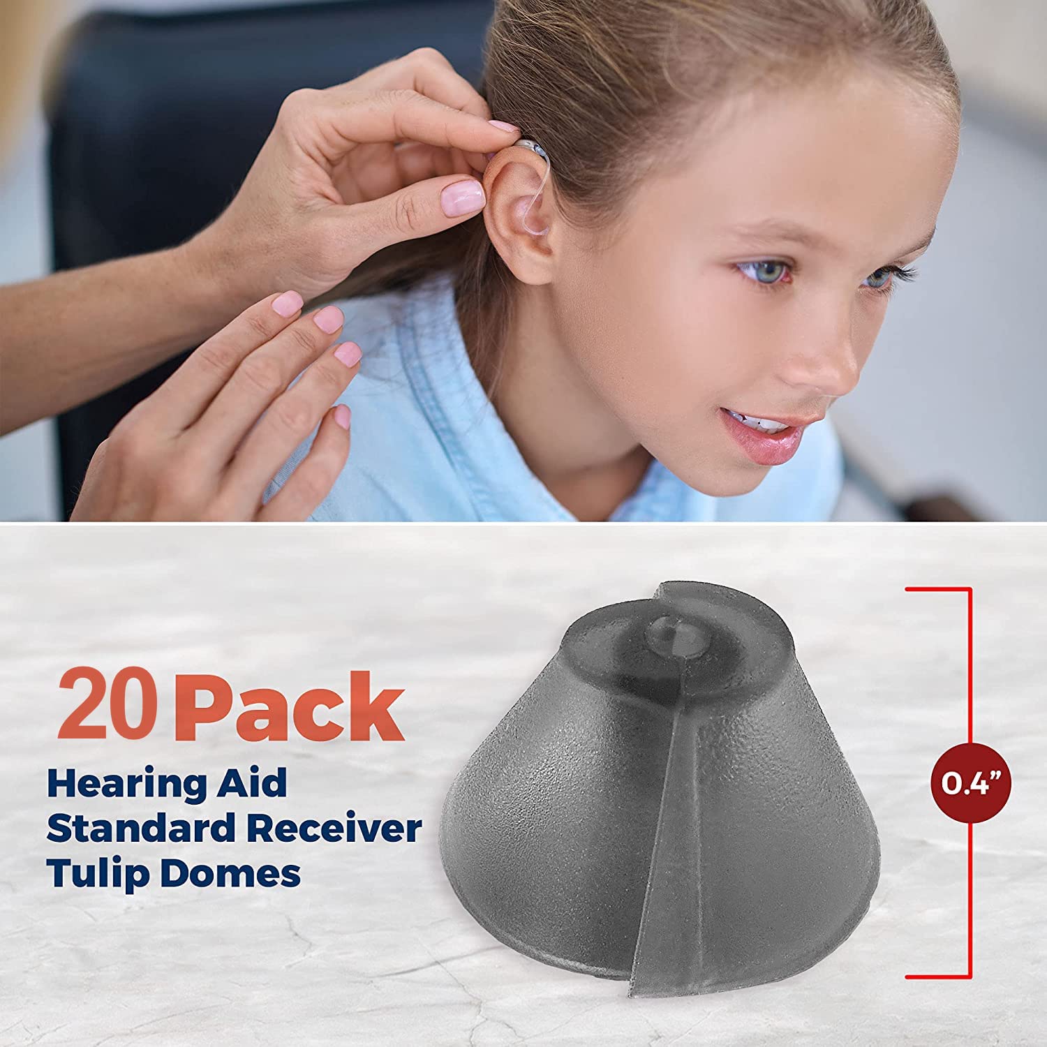 Cupole a tulipano per ricevitore standard MEDca compatibili con GN Resound Sure Fit - Cupole auricolari di ricambio universali con punta invisibile da 20 pezzi per BTE PSAP e modelli Open Fit